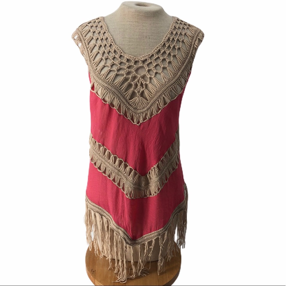 Si Style Dot Com Boho Fringe Crochet Tunic - image 2